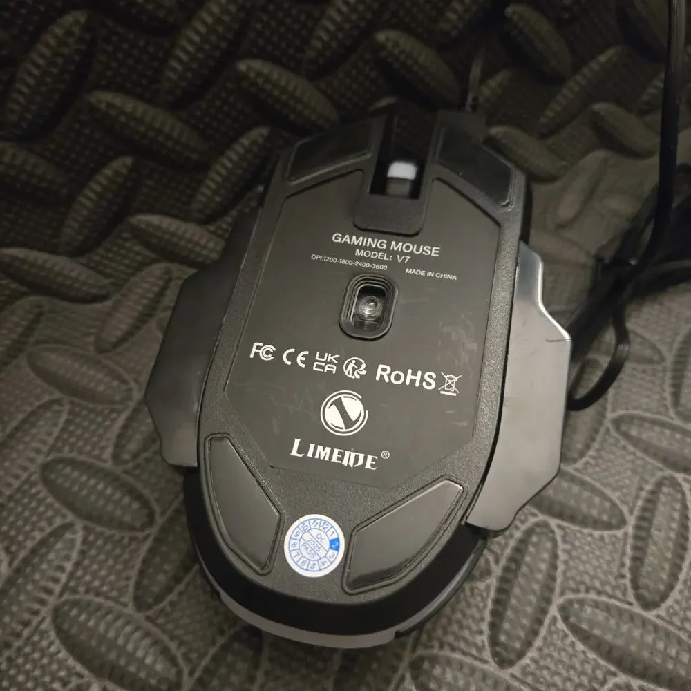 LIMEIDE V7 Wired Gaming Mouse USB Optical 4 DPI Adjustable Black New No Box